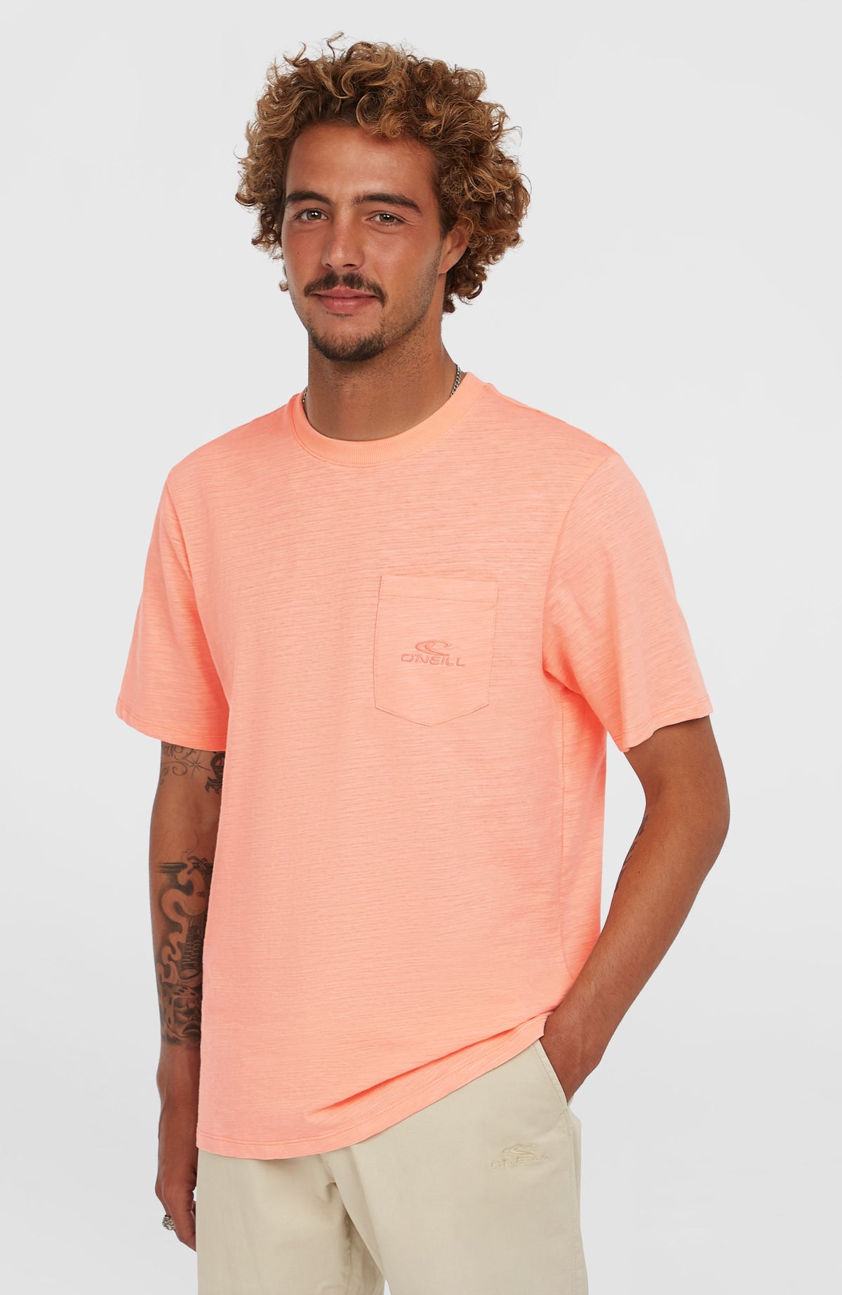 T-shirt Slub Chest Pocket | Coral Pop
