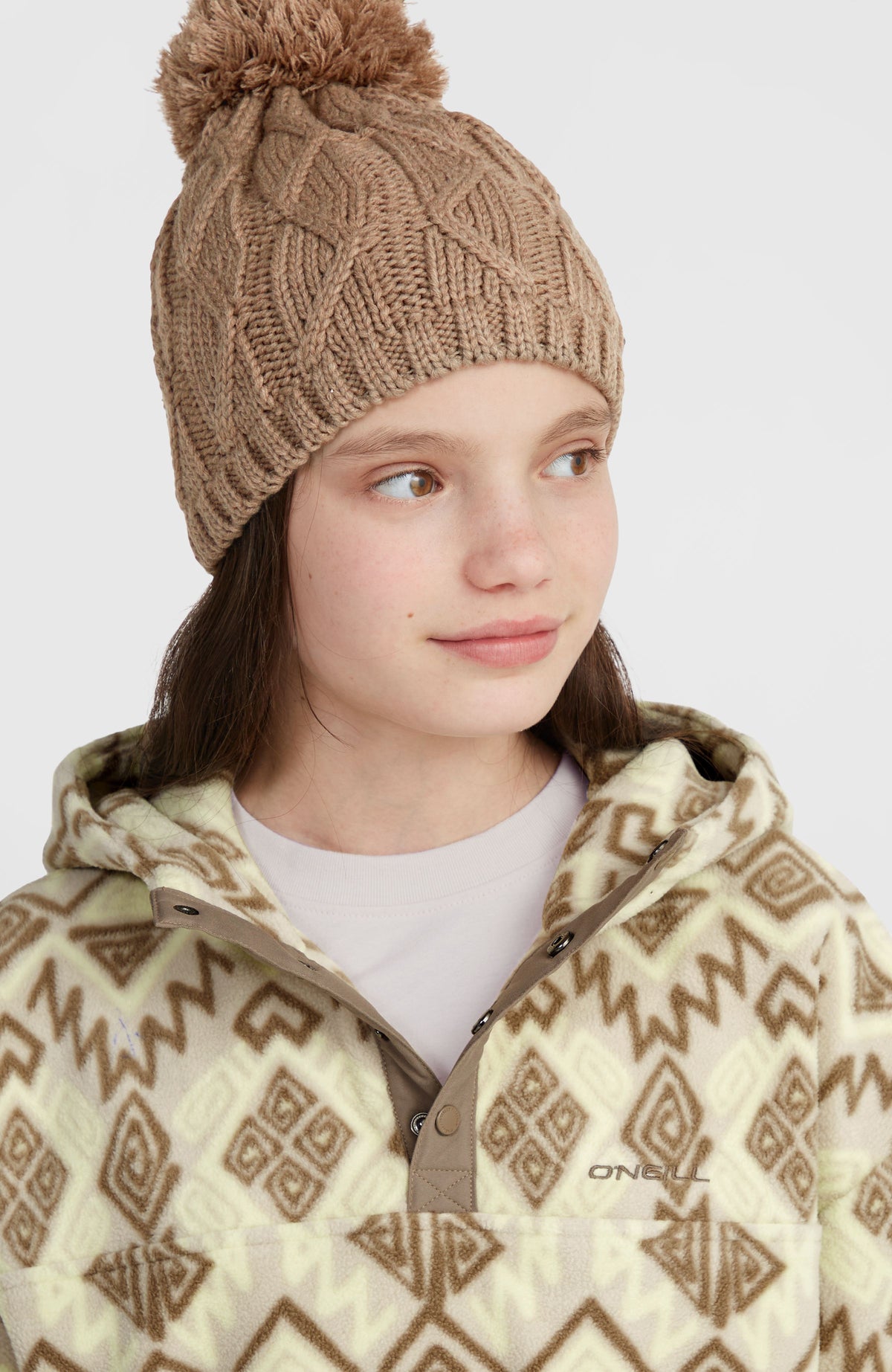 Sweat à capuche et col demi-zip Superfleece | Grey Retro Ikat