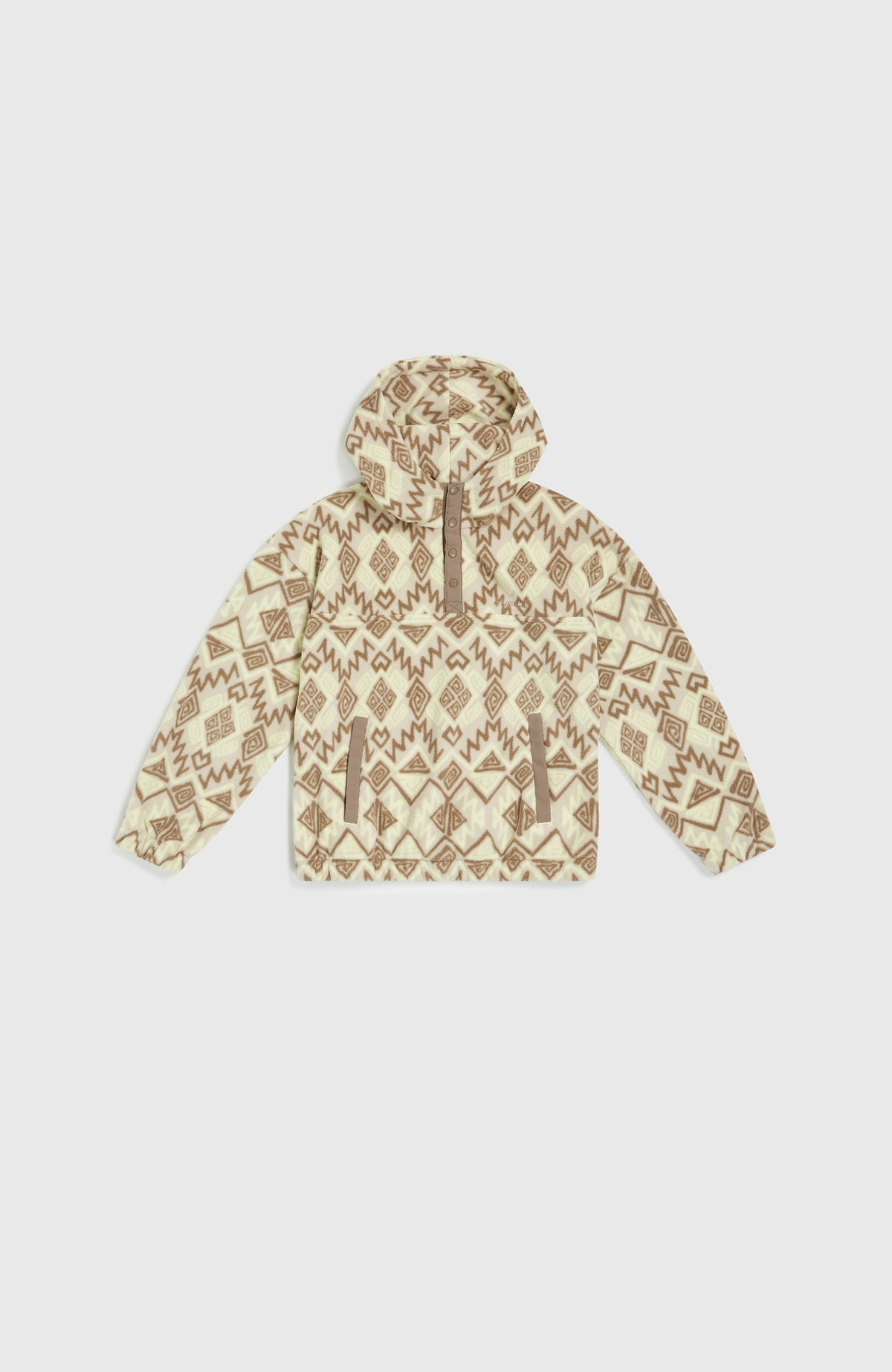 Sweat à capuche et col demi-zip Superfleece | Grey Retro Ikat