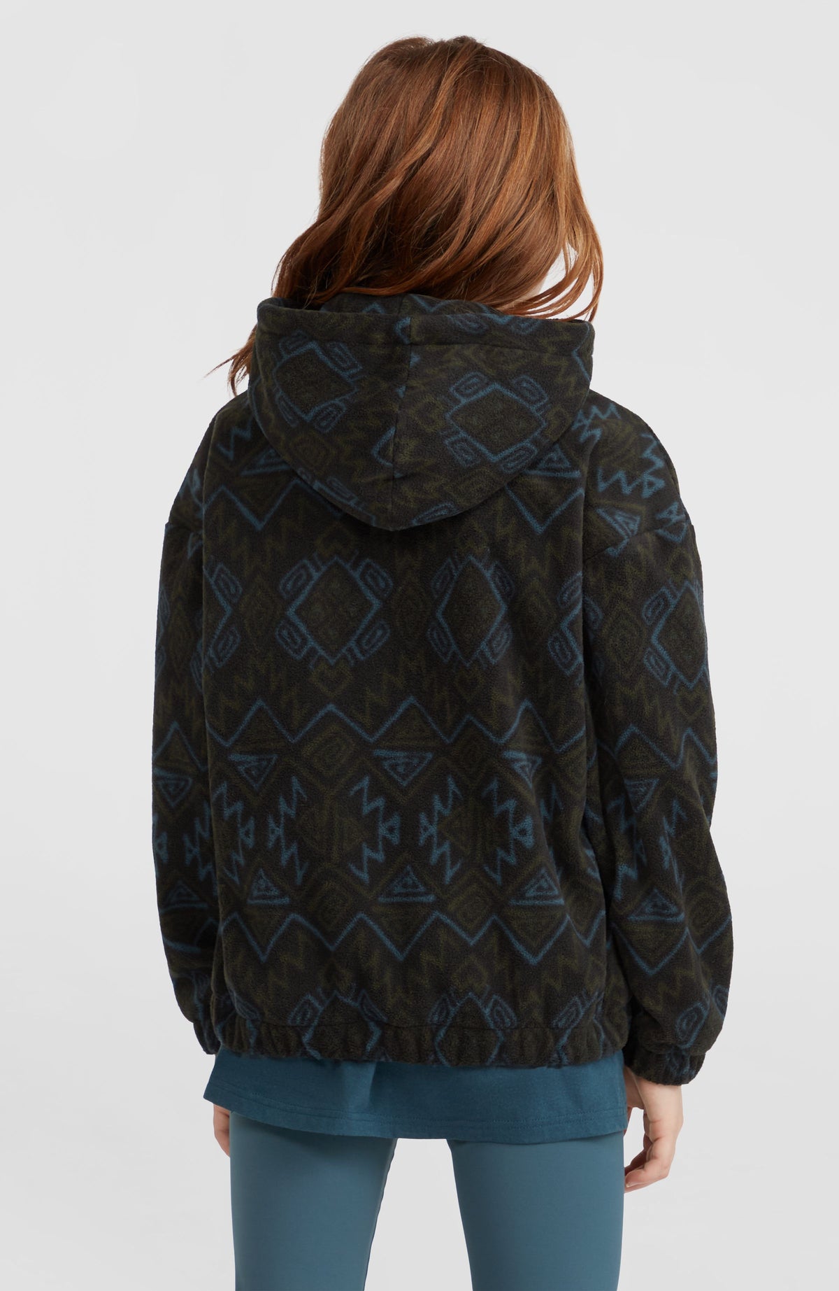 Sweat à capuche et col demi-zip Superfleece | Black Retro Ikat