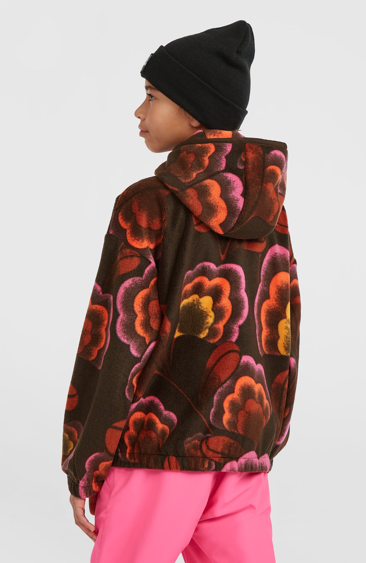 Sweat à capuche et col demi-zip Superfleece | Brown Originals Flower