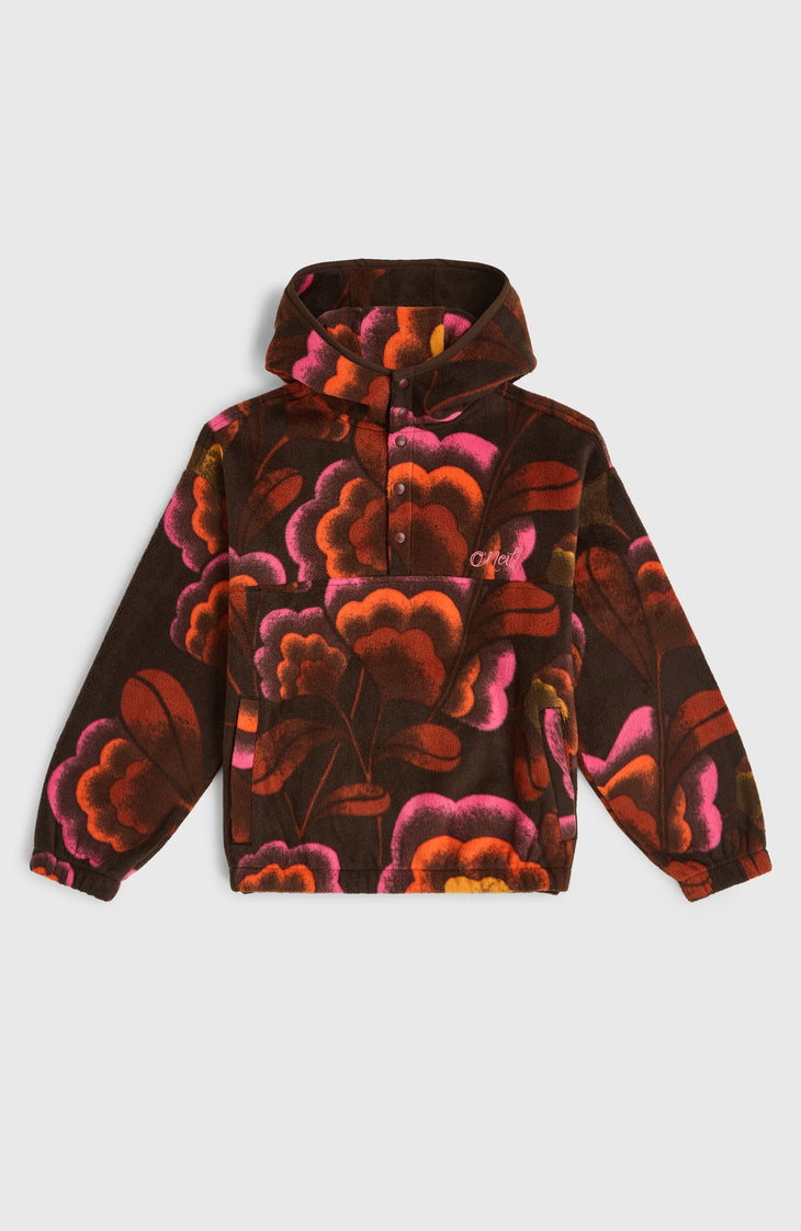 Sweat à capuche et col demi-zip Superfleece | Brown Originals Flower