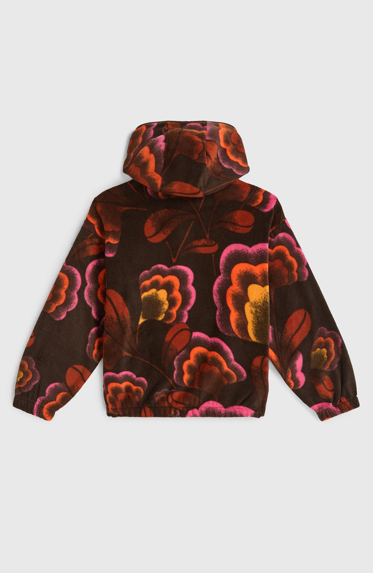 Sweat à capuche et col demi-zip Superfleece | Brown Originals Flower