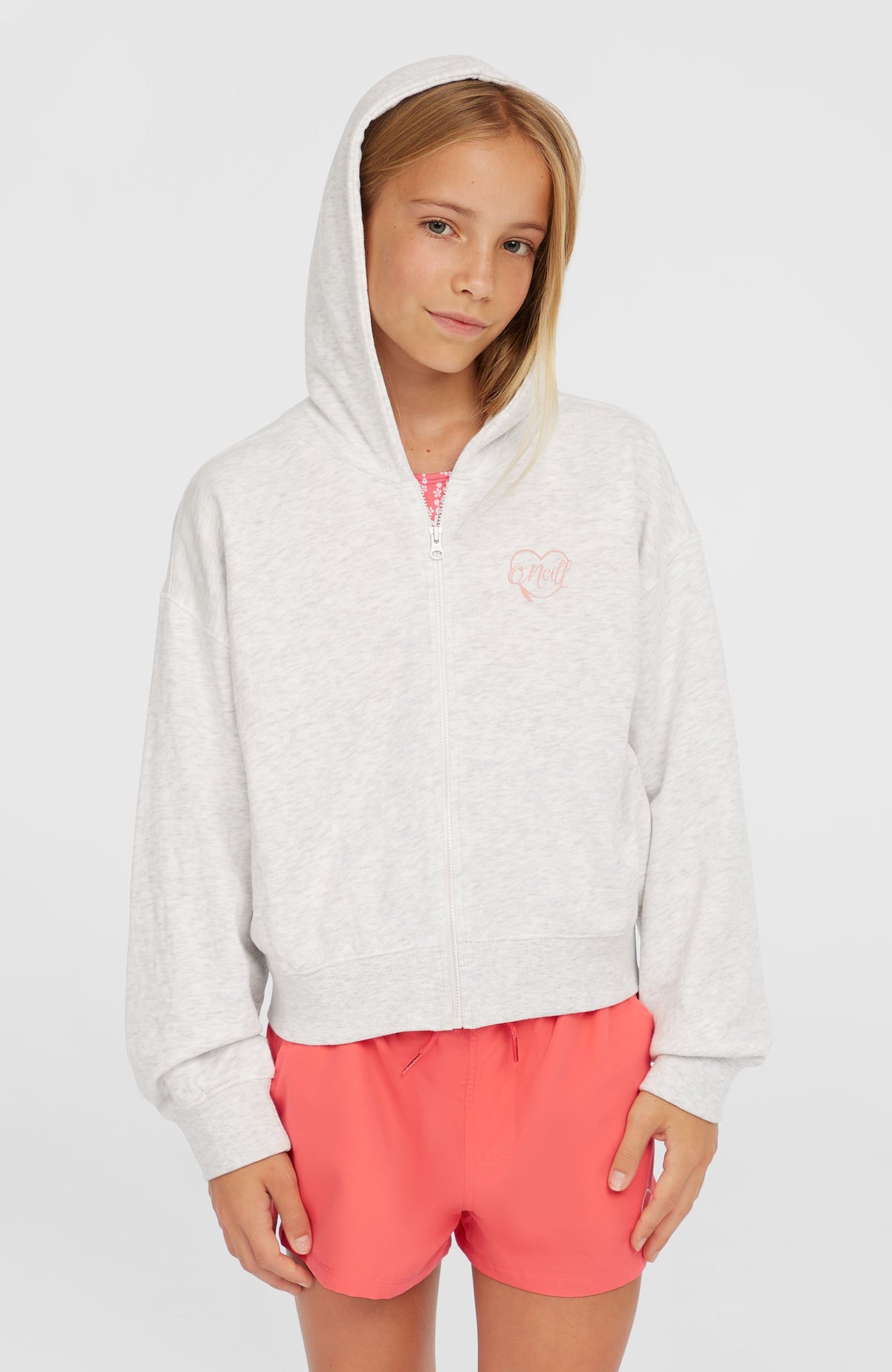 Sweat à capuche et zip intégral Script | White Melange