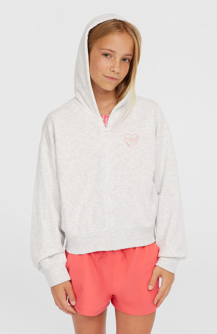 Sweat à capuche et zip intégral Script | White Melange