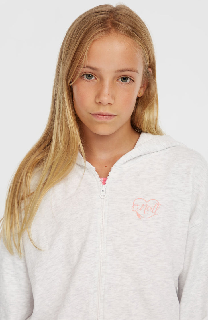 Sweat à capuche et zip intégral Script | White Melange