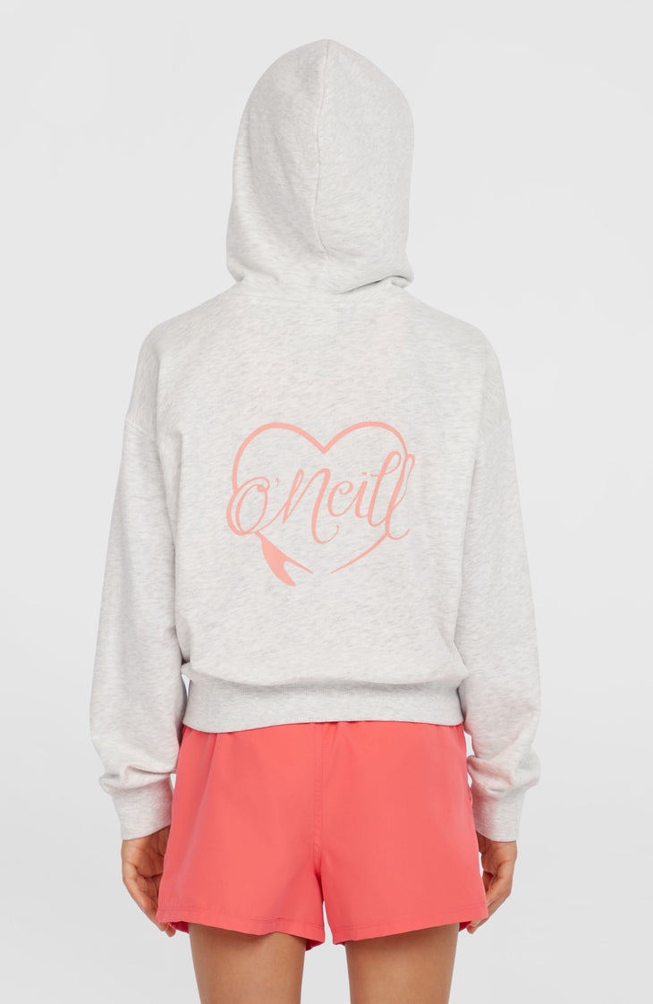 Sweat à capuche et zip intégral Script | White Melange