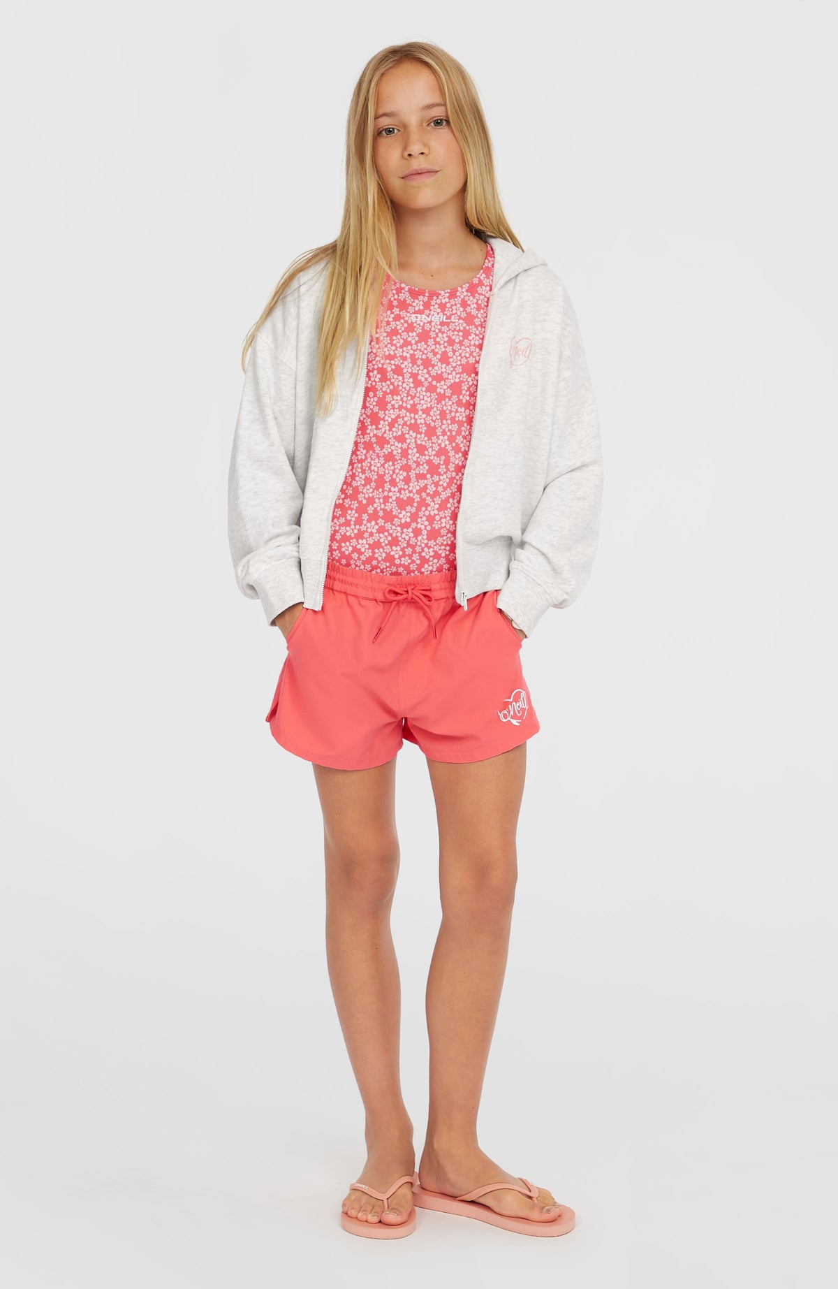 Sweat à capuche et zip intégral Script | White Melange