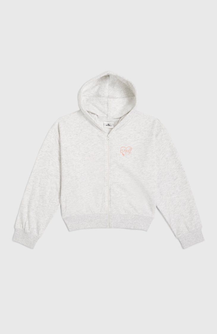 Sweat à capuche et zip intégral Script | White Melange