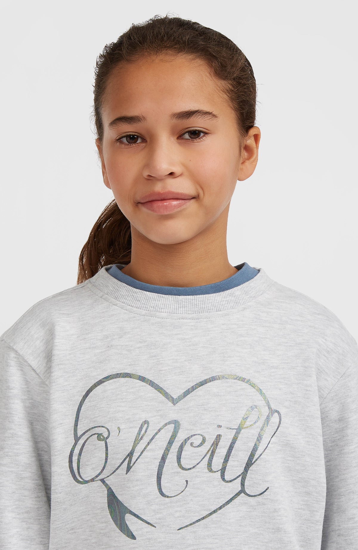 Sweatshirt à col rond Essentials | White Melange