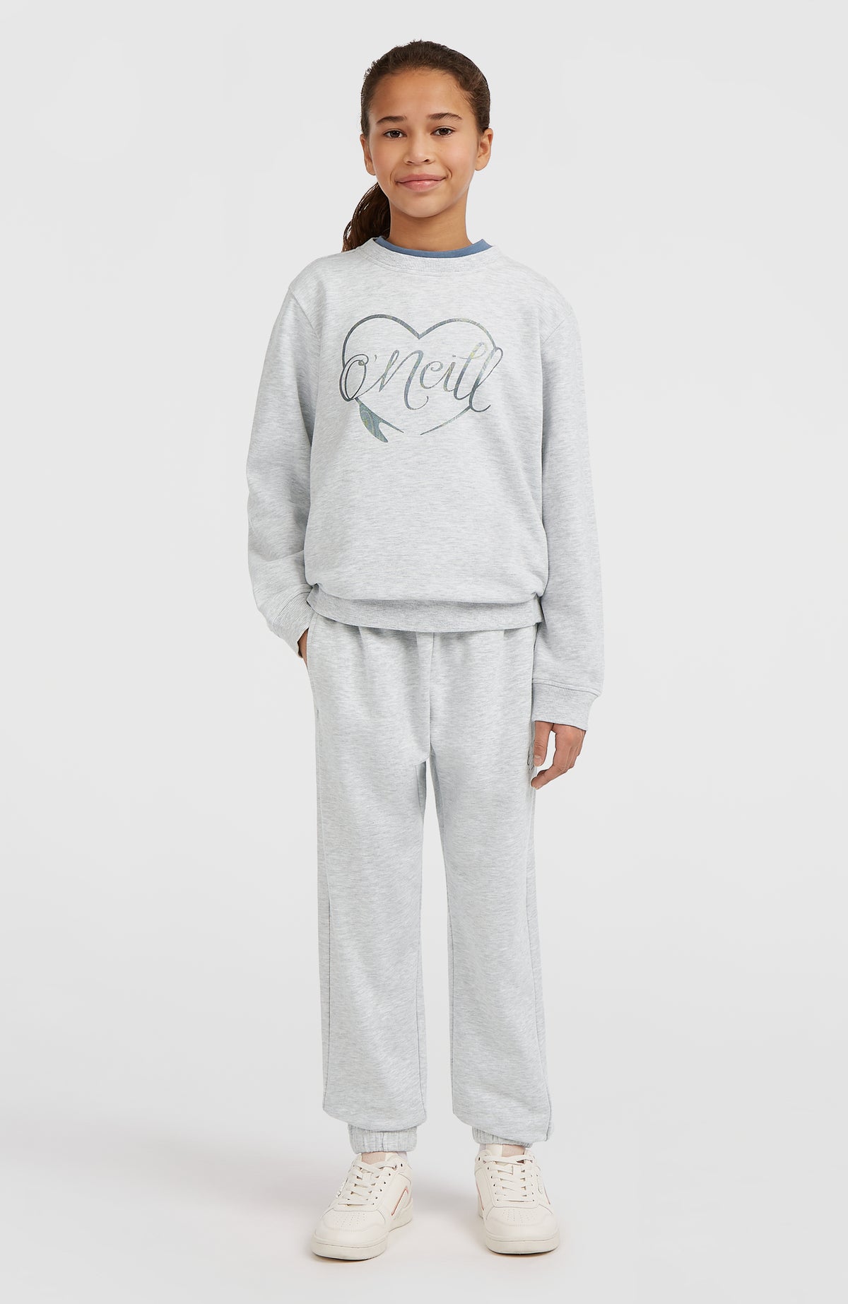 Sweatshirt à col rond Essentials | White Melange