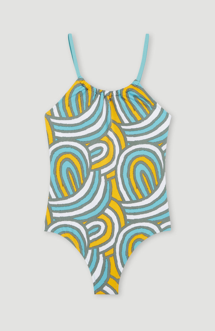 Maillot une pièce Mix and Match Cali | Blue Rainbow Stripe