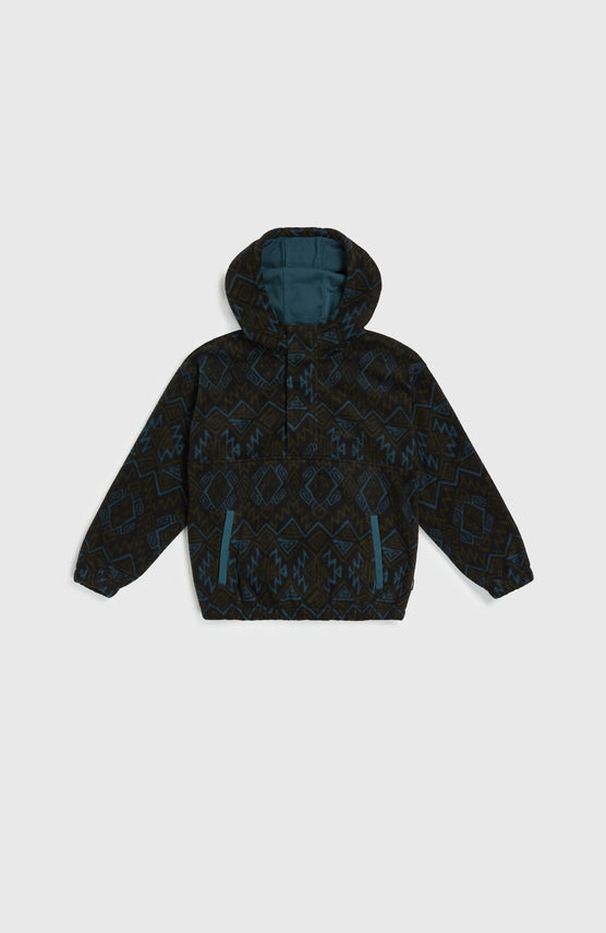 Sweat à capuche et col demi-zip Superfleece | Black Retro Ikat