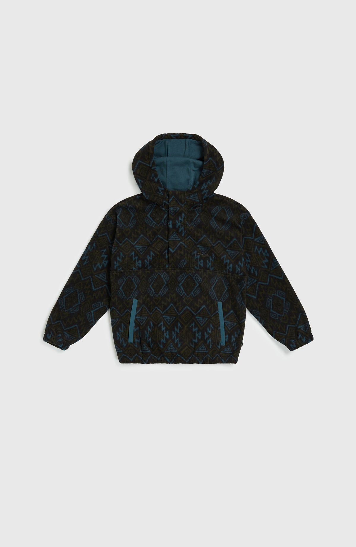 Sweat à capuche et col demi-zip Superfleece | Black Retro Ikat