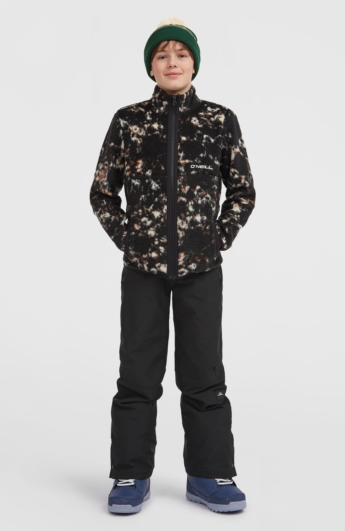 Polaire à poils longs et zip intégral | Black/Beige Quarry