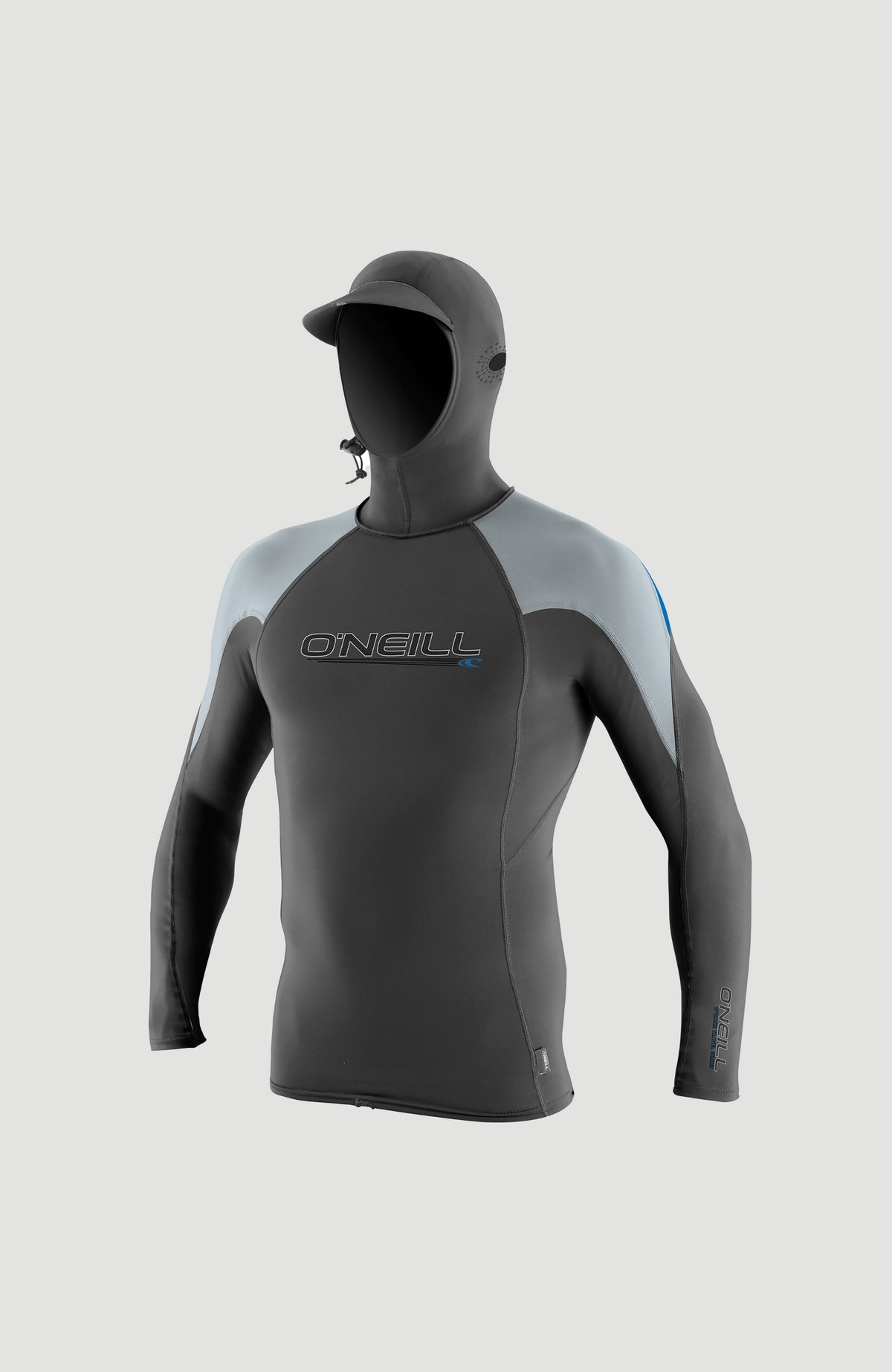 O'Zone Long Sleeve Crew Skin with Hood | GRAPHITE/COOL GREY/OCEAN
