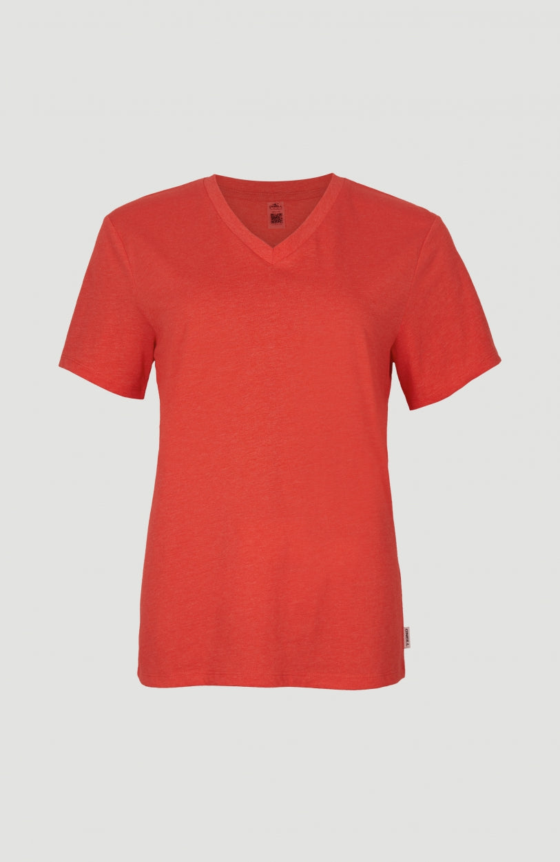 T-shirt Essentials à col V | Sunrise Red
