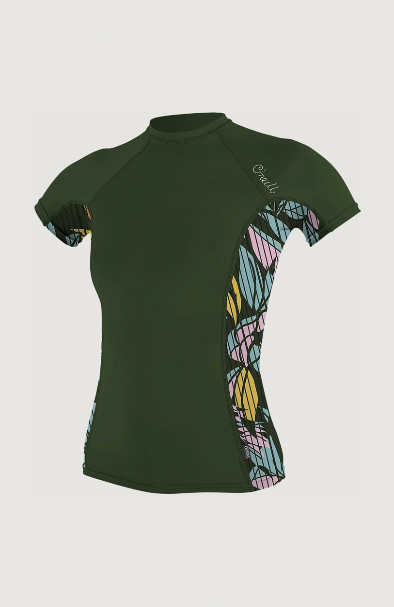 Side Print Short Sleeve Rash Guard | Dark Green