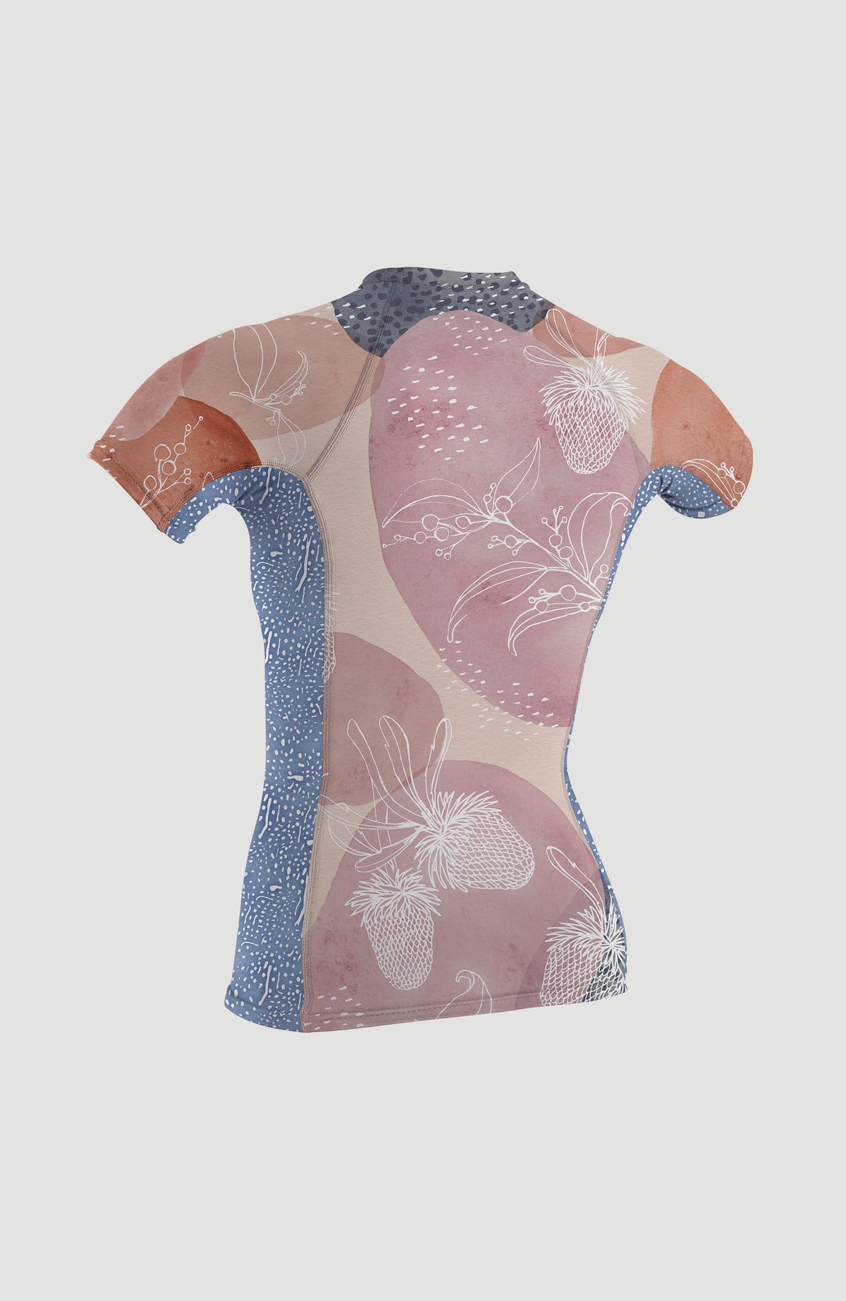 Side Print Short Sleeve Rash Guard | DESERT BLOOM/DRIFT BLUE