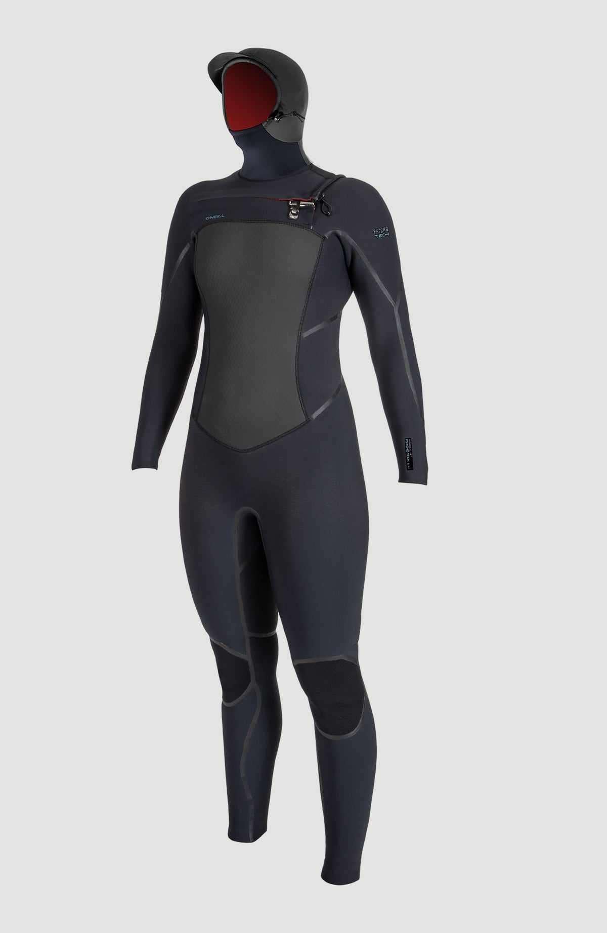 Psycho Tech 6/4mm Chest Zip Full Wetsuit with Hood | BLACK/BLACK