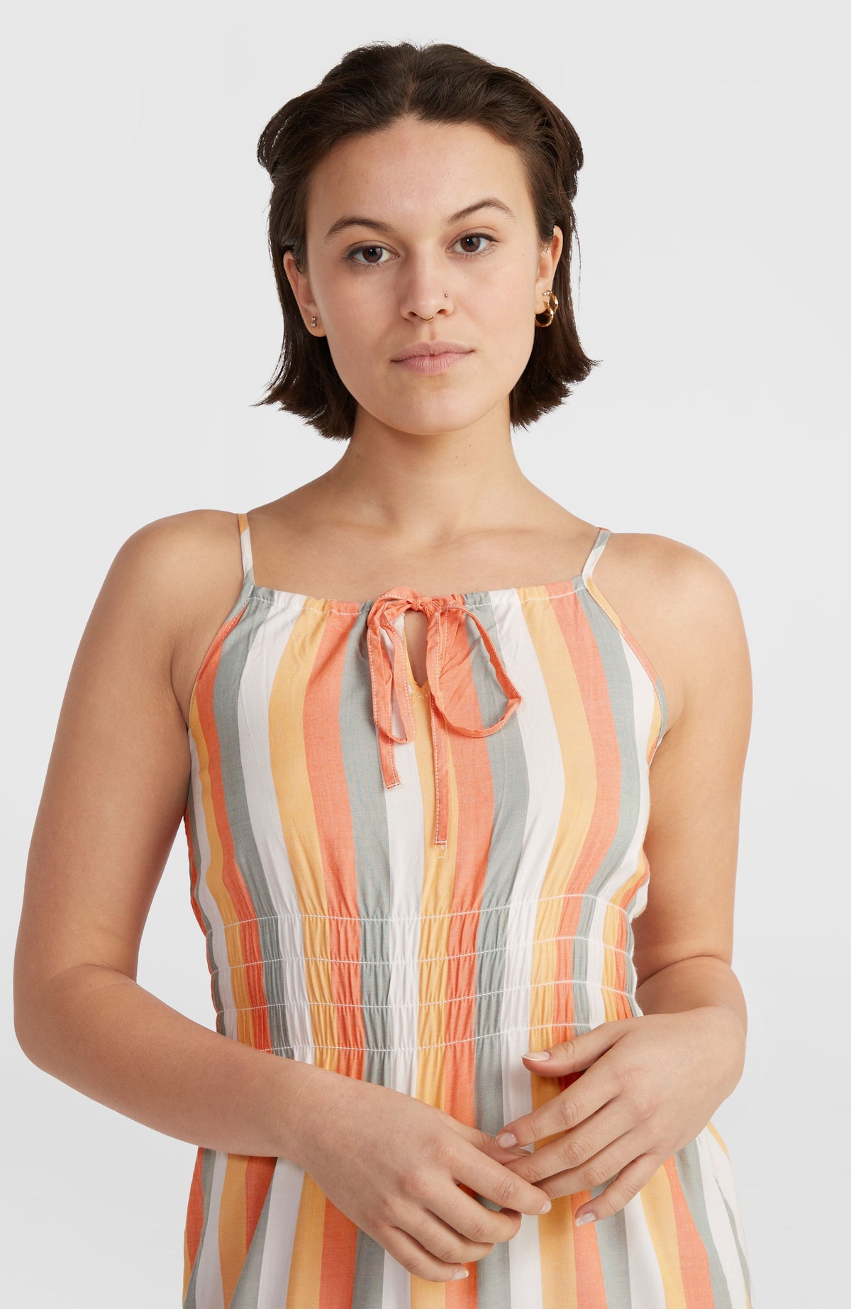 Robe longue Quorra | Orange Multistripe