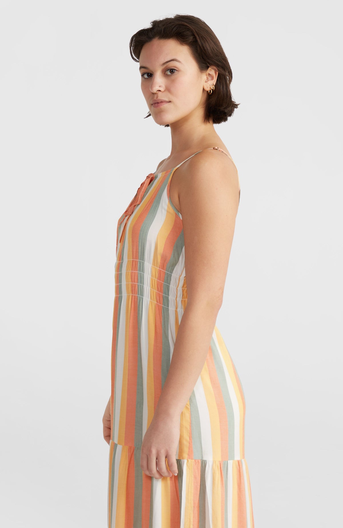Robe longue Quorra | Orange Multistripe