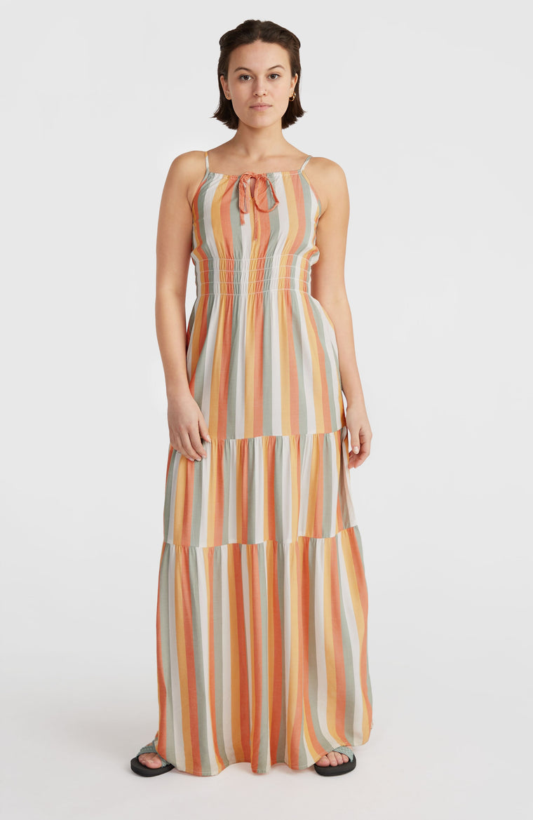 Robe longue Quorra | Orange Multistripe
