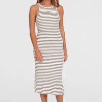 Robe midi côtelée Jess | White Yarn Dye Stripe