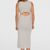 Robe midi côtelée Jess | White Yarn Dye Stripe