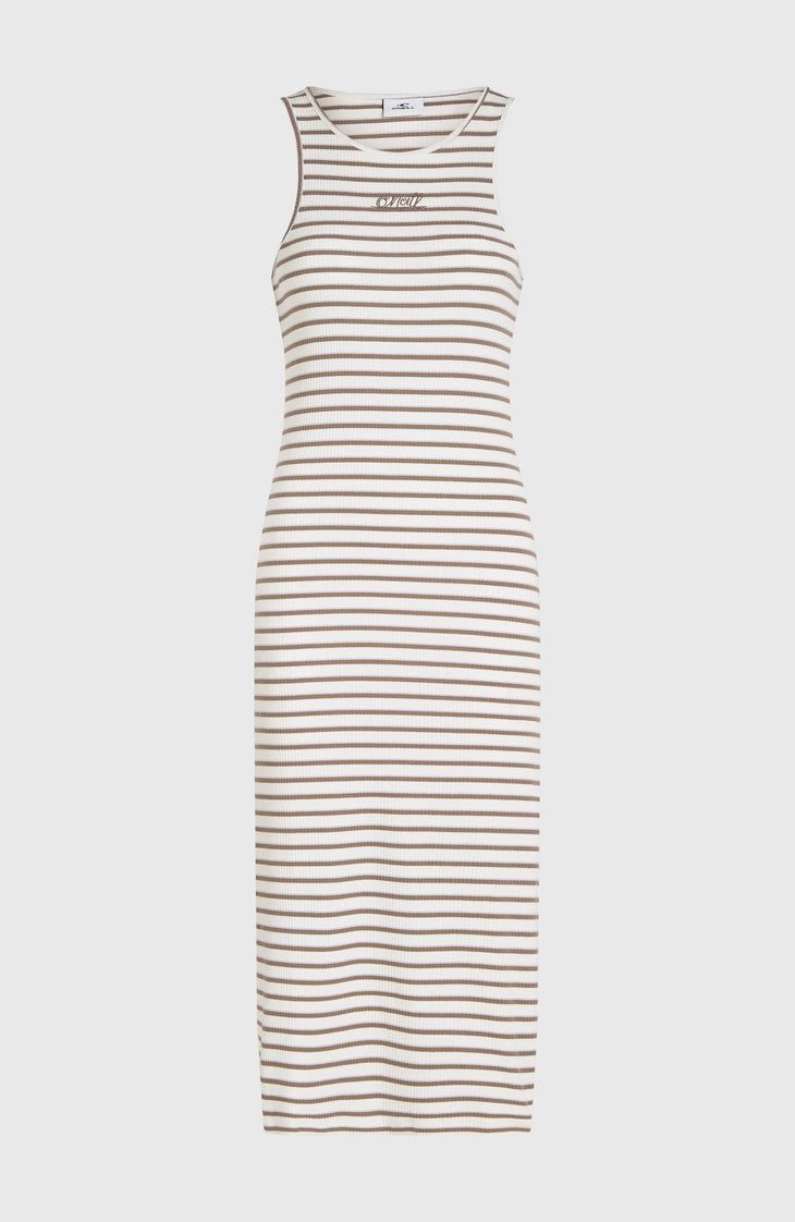 Robe midi côtelée Jess | White Yarn Dye Stripe