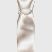 Robe midi côtelée Jess | White Yarn Dye Stripe