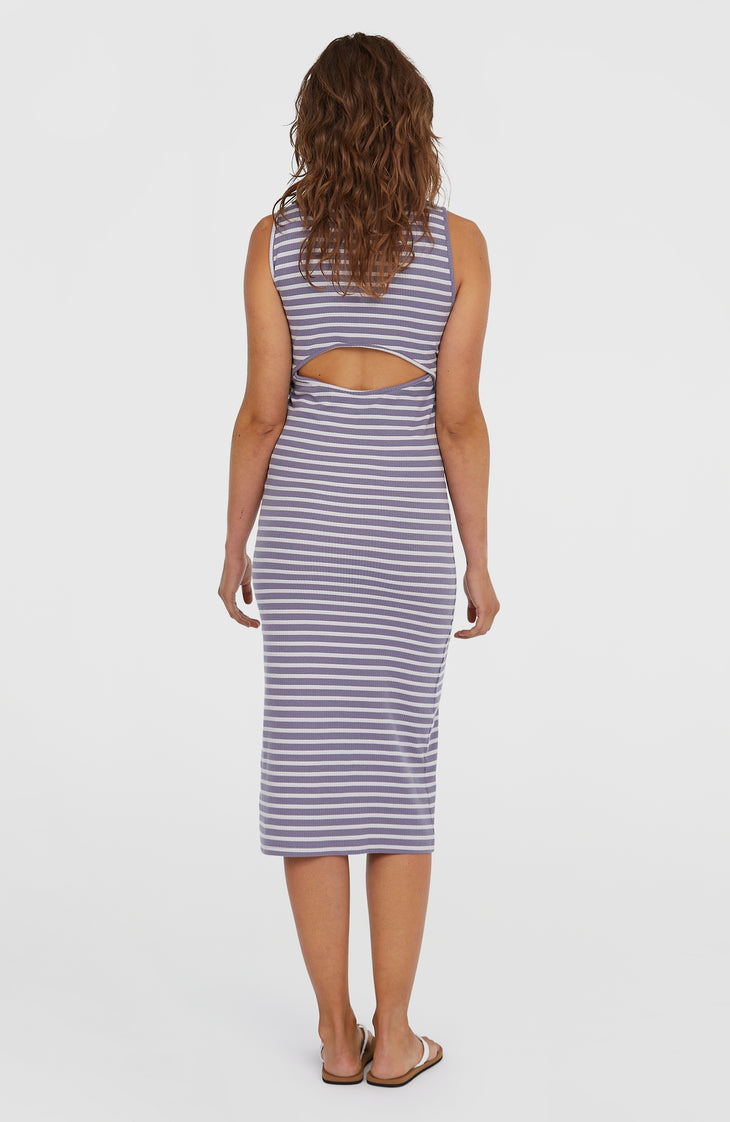 Robe midi côtelée Jess | Purple Yarn Dye Stripe