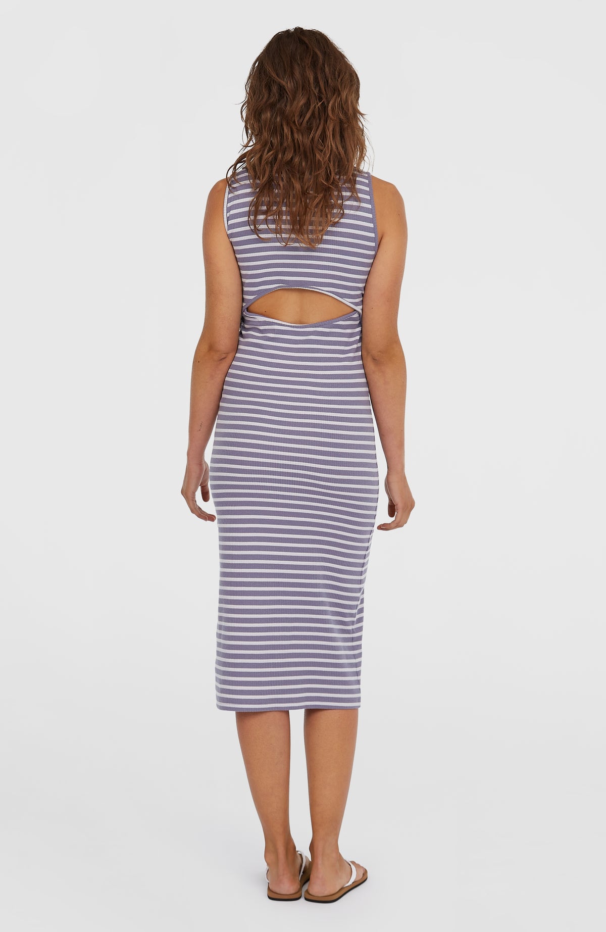 Robe midi côtelée Jess | Purple Yarn Dye Stripe