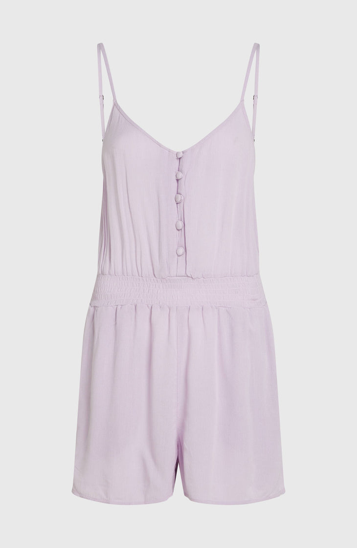 Combishort boutonnée à fines bretelles | Pale Lavender