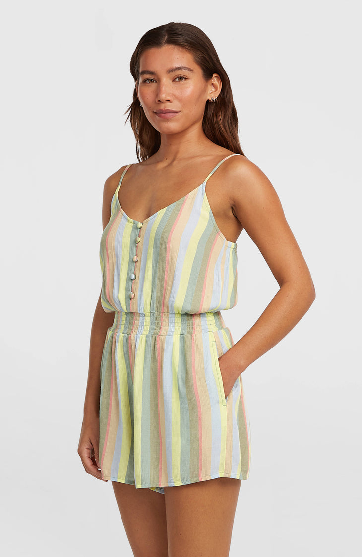 Combishort boutonnée à fines bretelles | Multi Must Haves Stripe