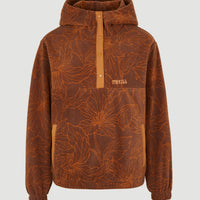 Sweat à capuche demi-zip Superfleece | Brown Flower