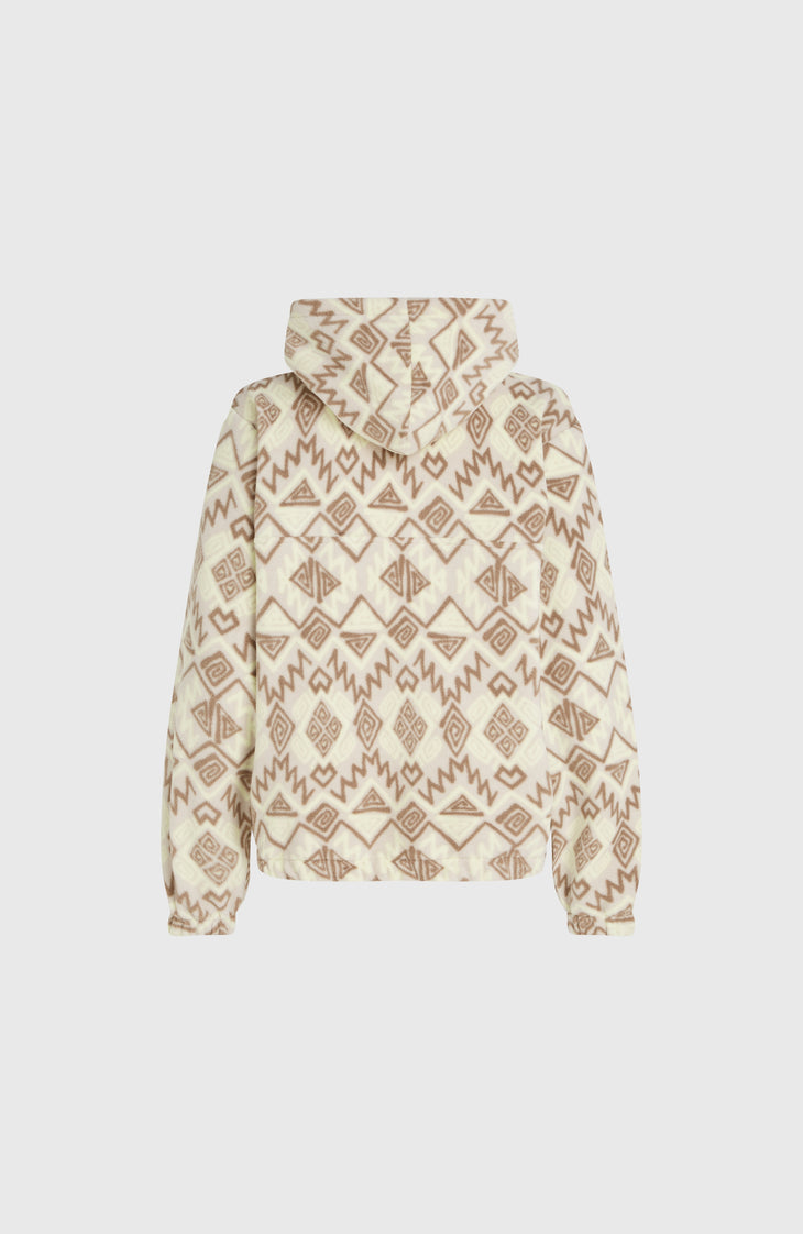 Sweat à capuche demi-zip Superfleece | Grey Retro Ikat