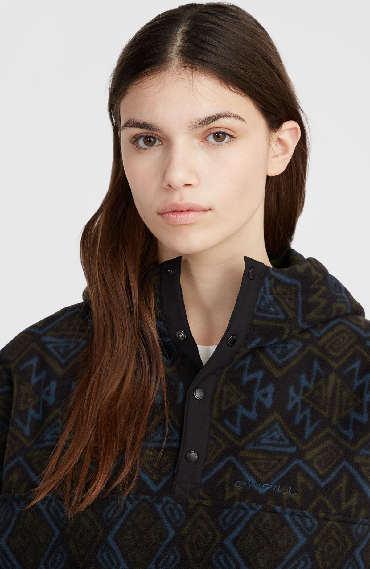 Sweat à capuche demi-zip Superfleece | Black Retro Ikat