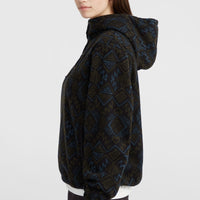 Sweat à capuche demi-zip Superfleece | Black Retro Ikat