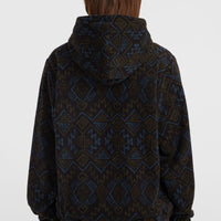 Sweat à capuche demi-zip Superfleece | Black Retro Ikat