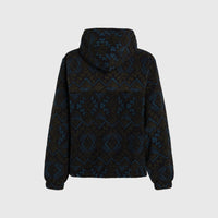 Sweat à capuche demi-zip Superfleece | Black Retro Ikat