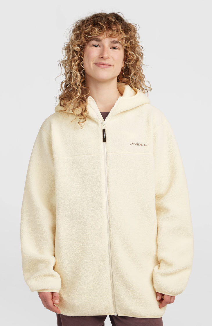 Polaire longue Must-Have à poils longs et zip intégral | Linen White