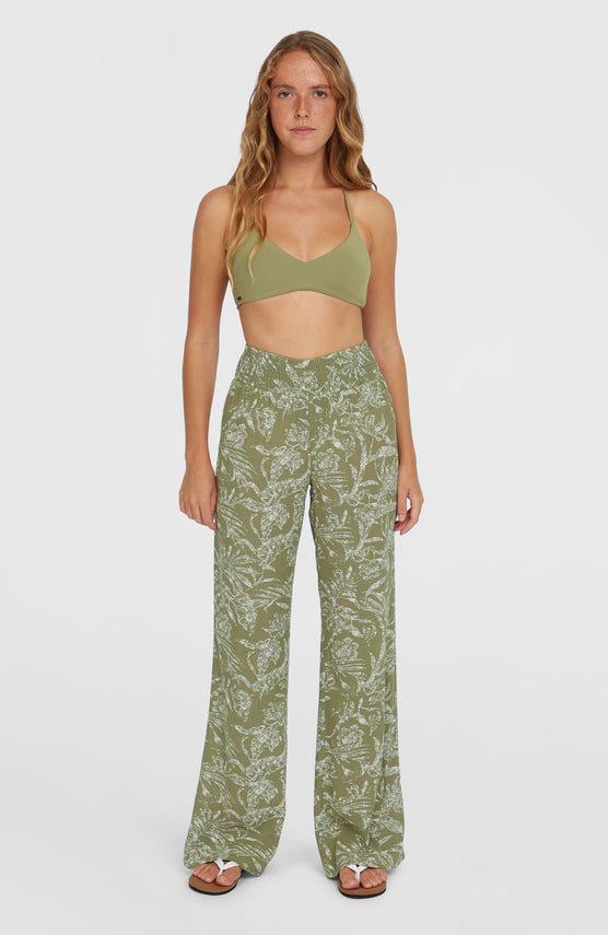 Pantalon Johnny Smocked Waist | Green Textured Jungle