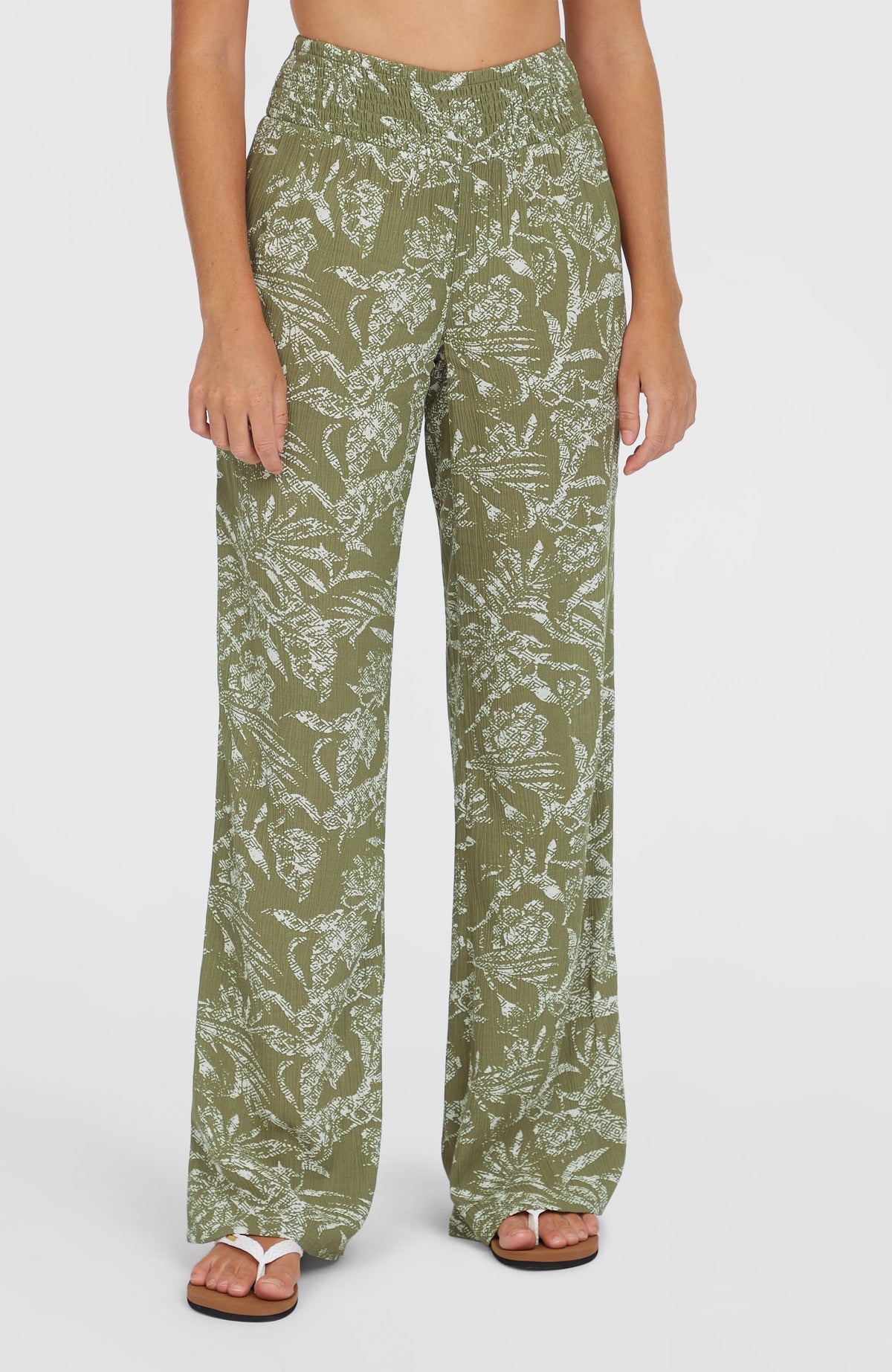 Pantalon Johnny Smocked Waist | Green Textured Jungle