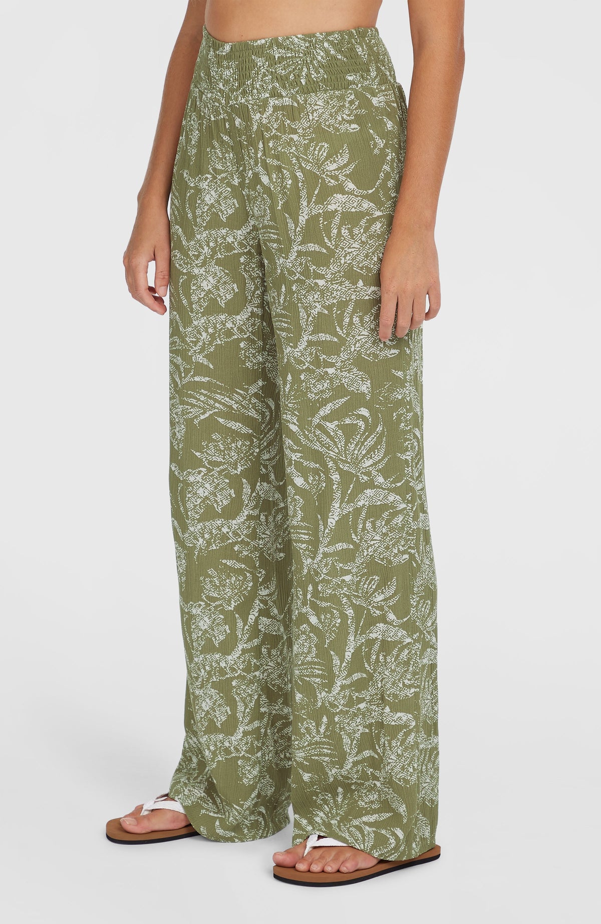 Pantalon Johnny Smocked Waist | Green Textured Jungle