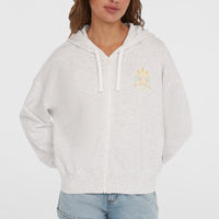Sweat à capuche et zip intégral Beach Vintage | White Melange