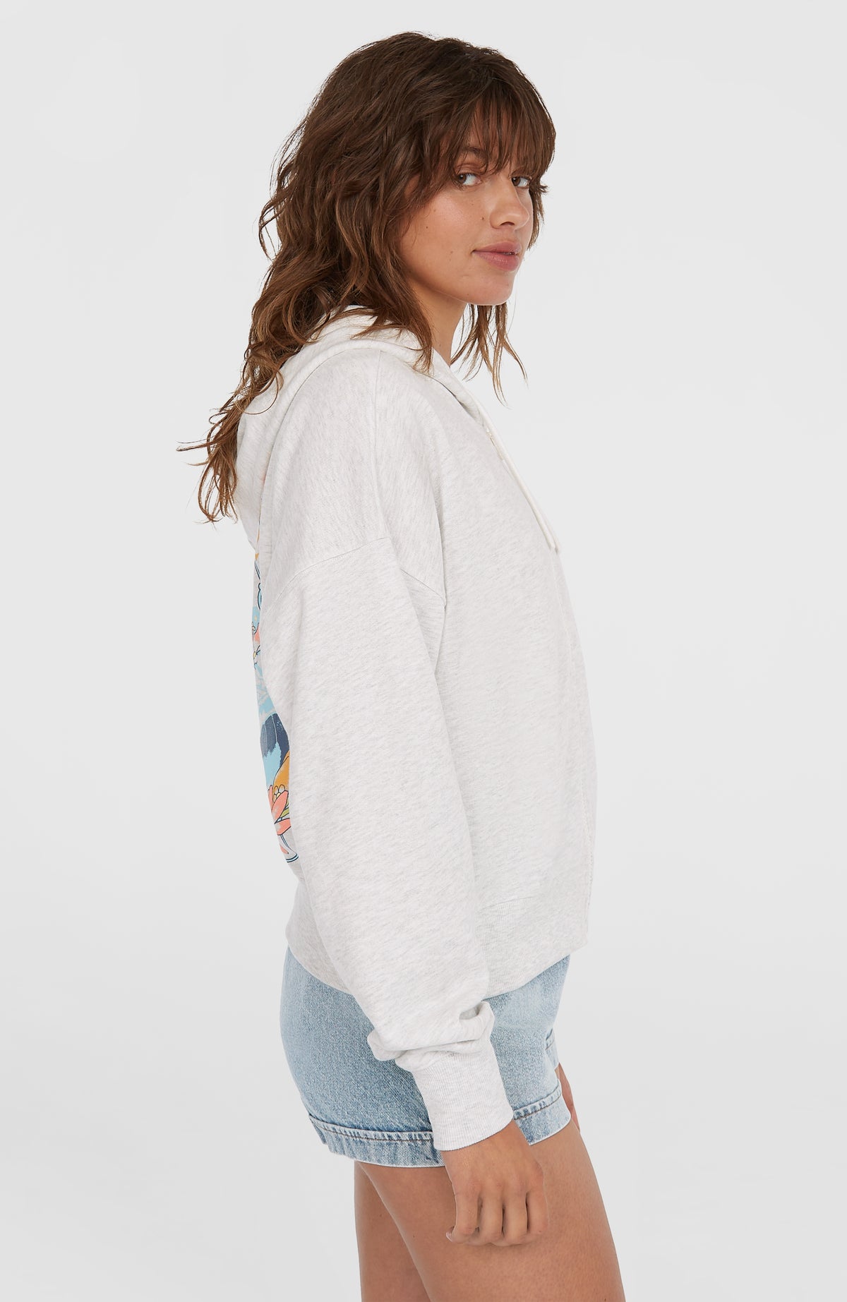 Sweat à capuche et zip intégral Beach Vintage | White Melange