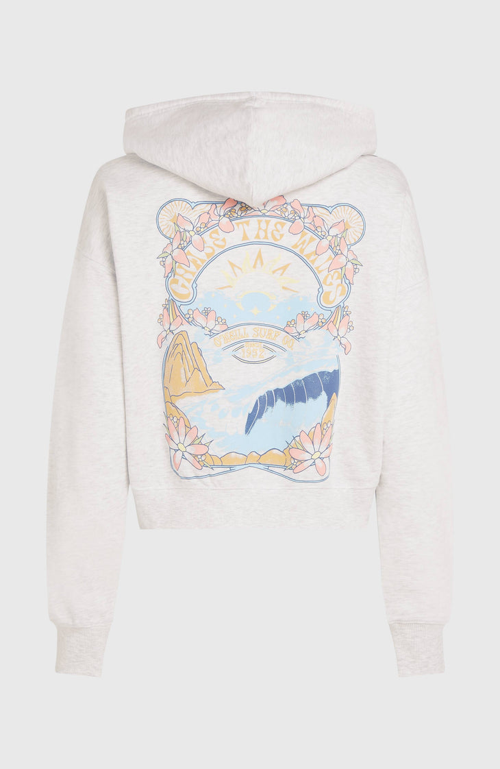 Sweat à capuche et zip intégral Beach Vintage | White Melange