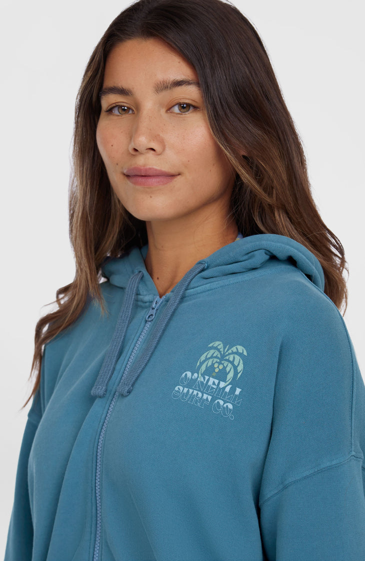 Sweat à capuche et zip intégral Beach Vintage | Copen Blue