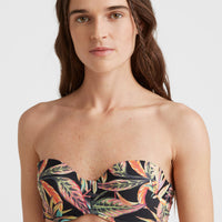 Haut de bikini bandeau moulé avec armature Havaa | Black Tropical Flower